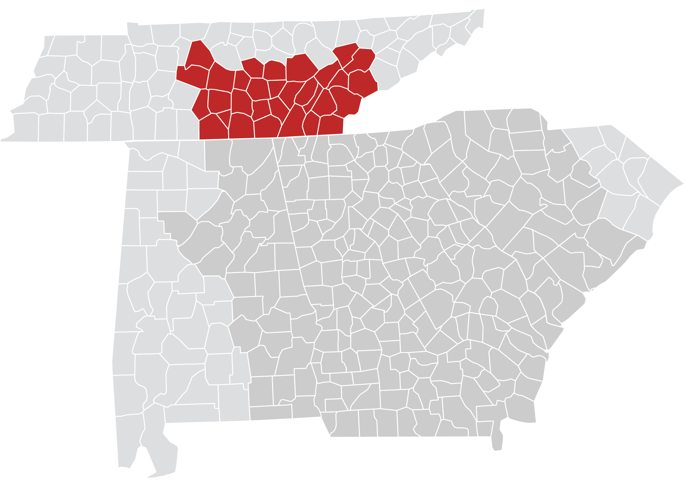 The counties we service in Tennessee.