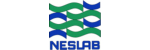 blue and green logo that says "neslab"