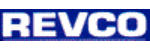 blue and whiute logo that says "revco"